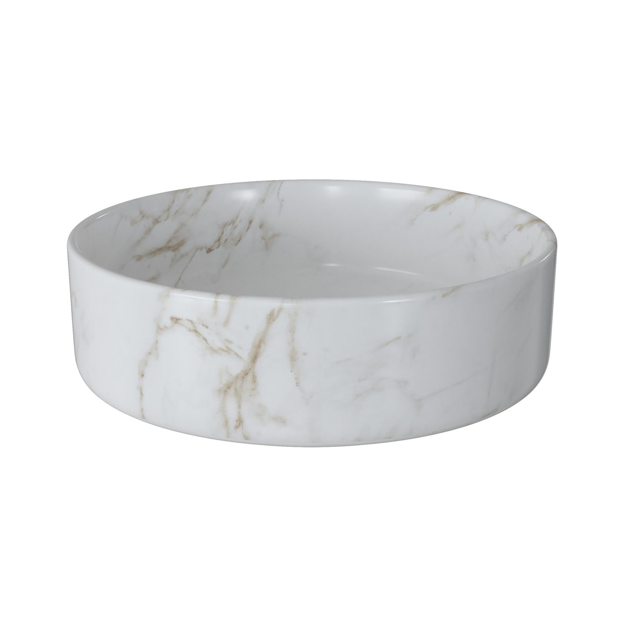 * Cheriton White Marble effect Round Single Counter top Basin (W)35.5cm