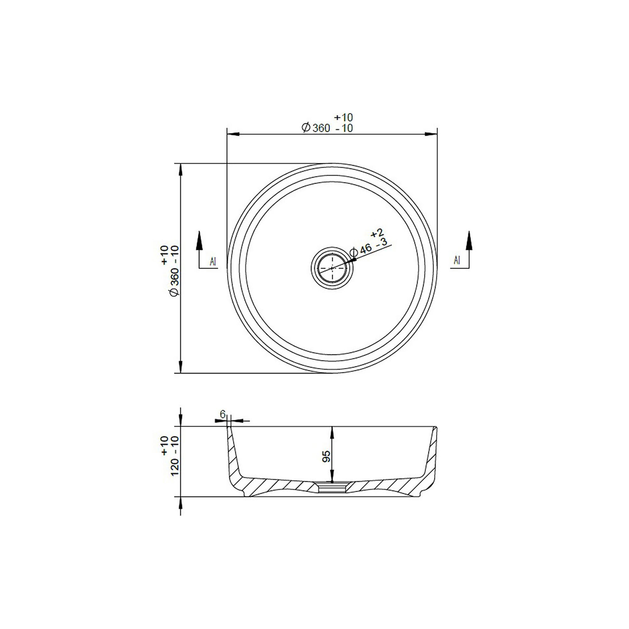 * Cheriton White Marble effect Round Single Counter top Basin (W)35.5cm