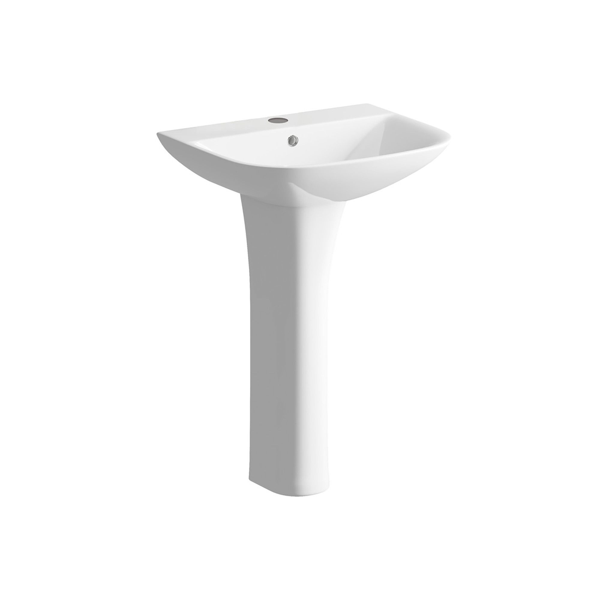 * Durleigh Gloss White D-shaped Floor-mounted Full pedestal Basin (H)83.5cm (W)56cm