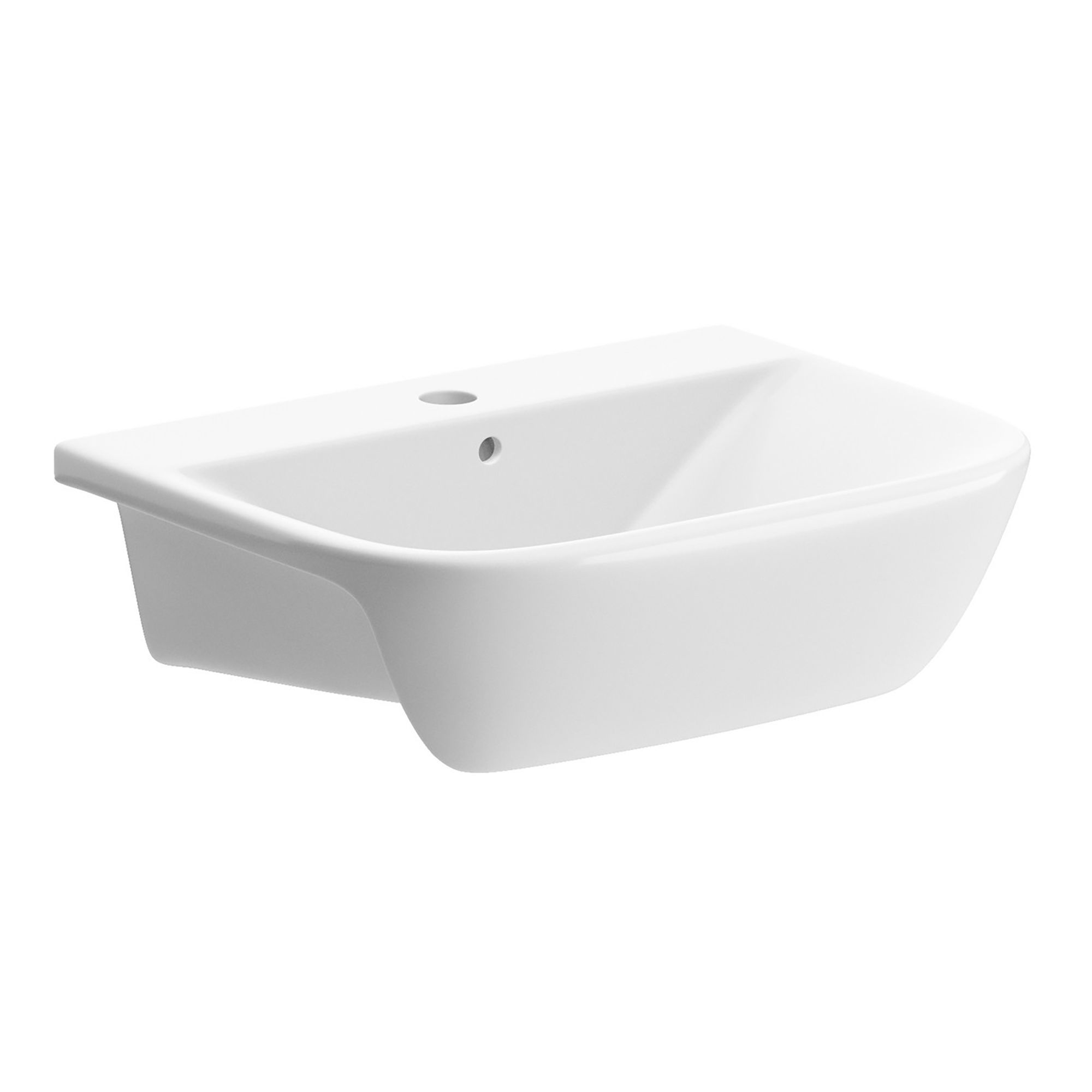 * Durleigh White Rectangular Single Semi-recessed Basin (W)52cm