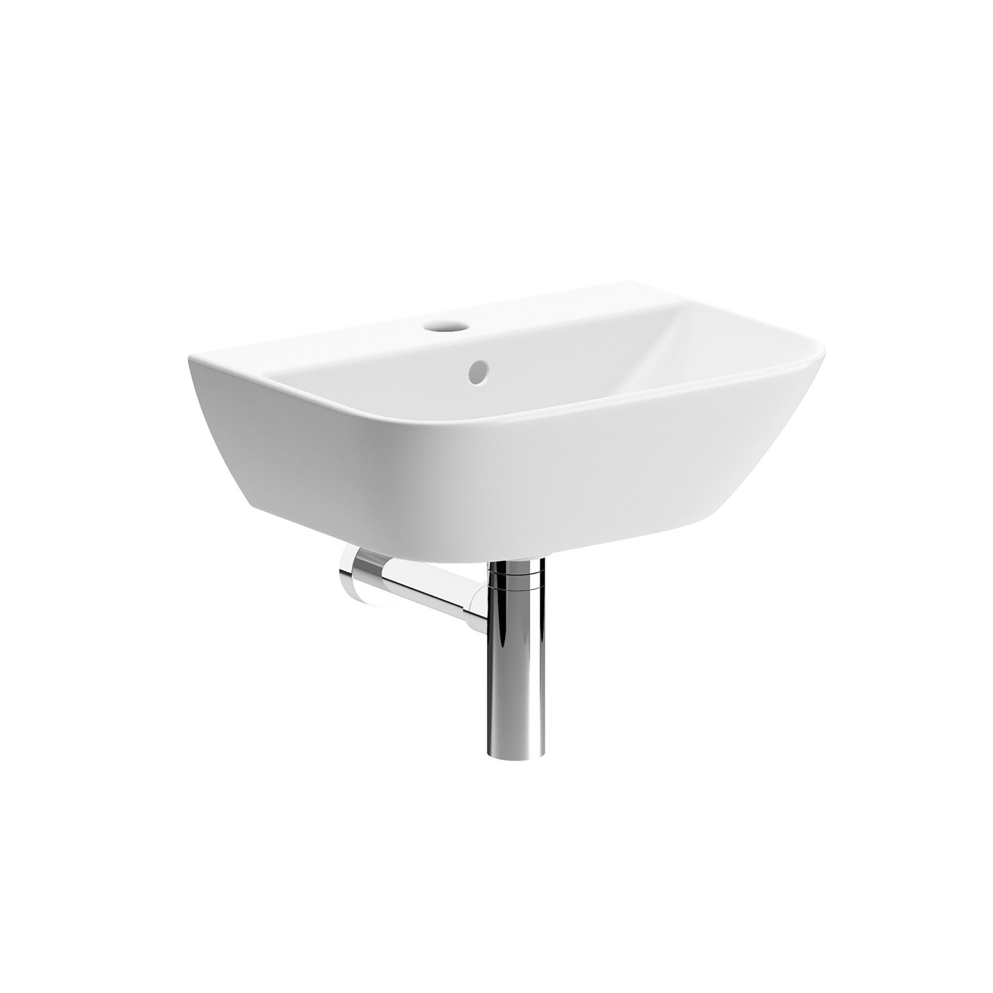 * Durleigh White Rectangular Wall-mounted Single Cloakroom Basin with Chrome Effect Bottle Trap (W)45cm