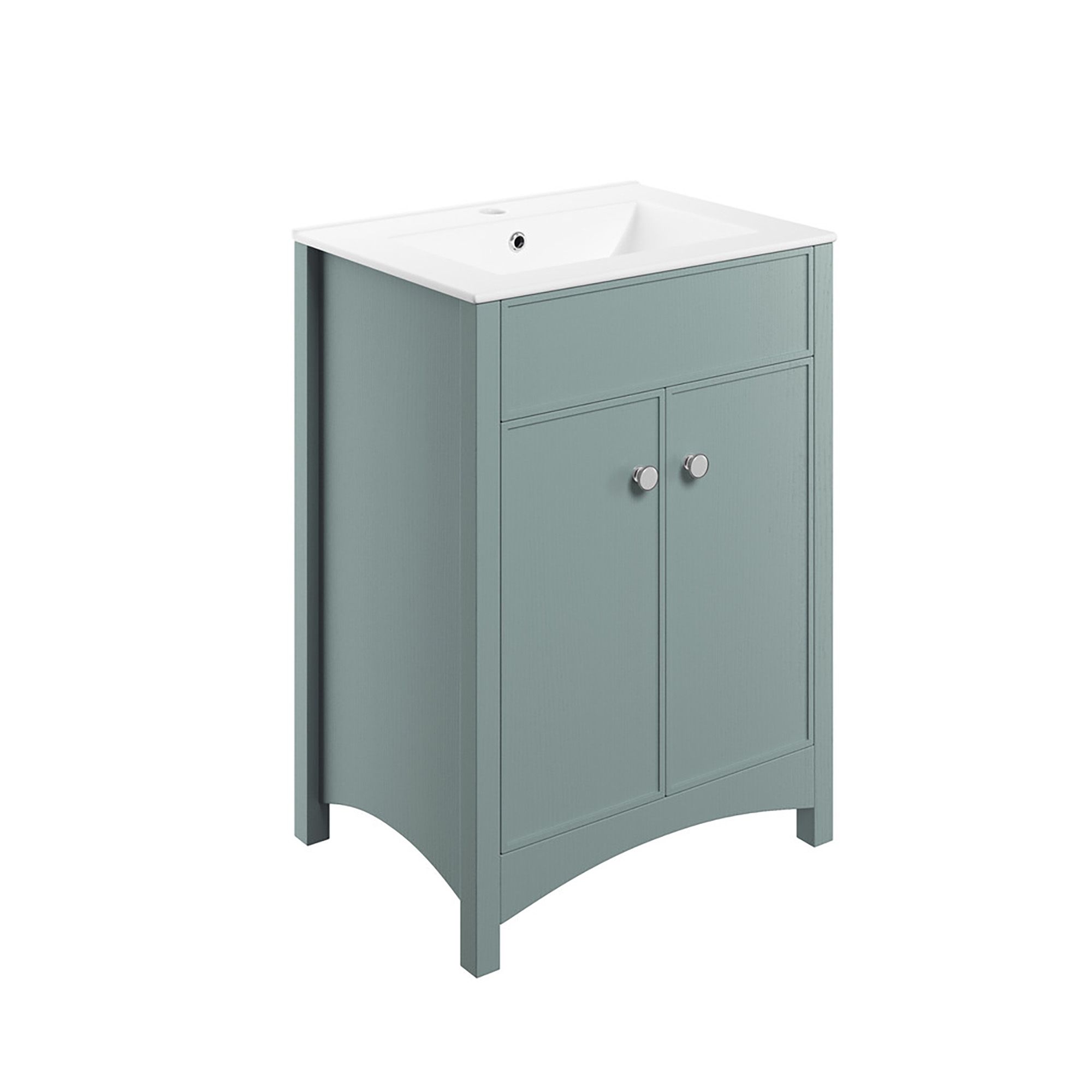 * Exbury Sea Green Ash Freestanding Vanity unit & basin set (W)610mm (H)835mm