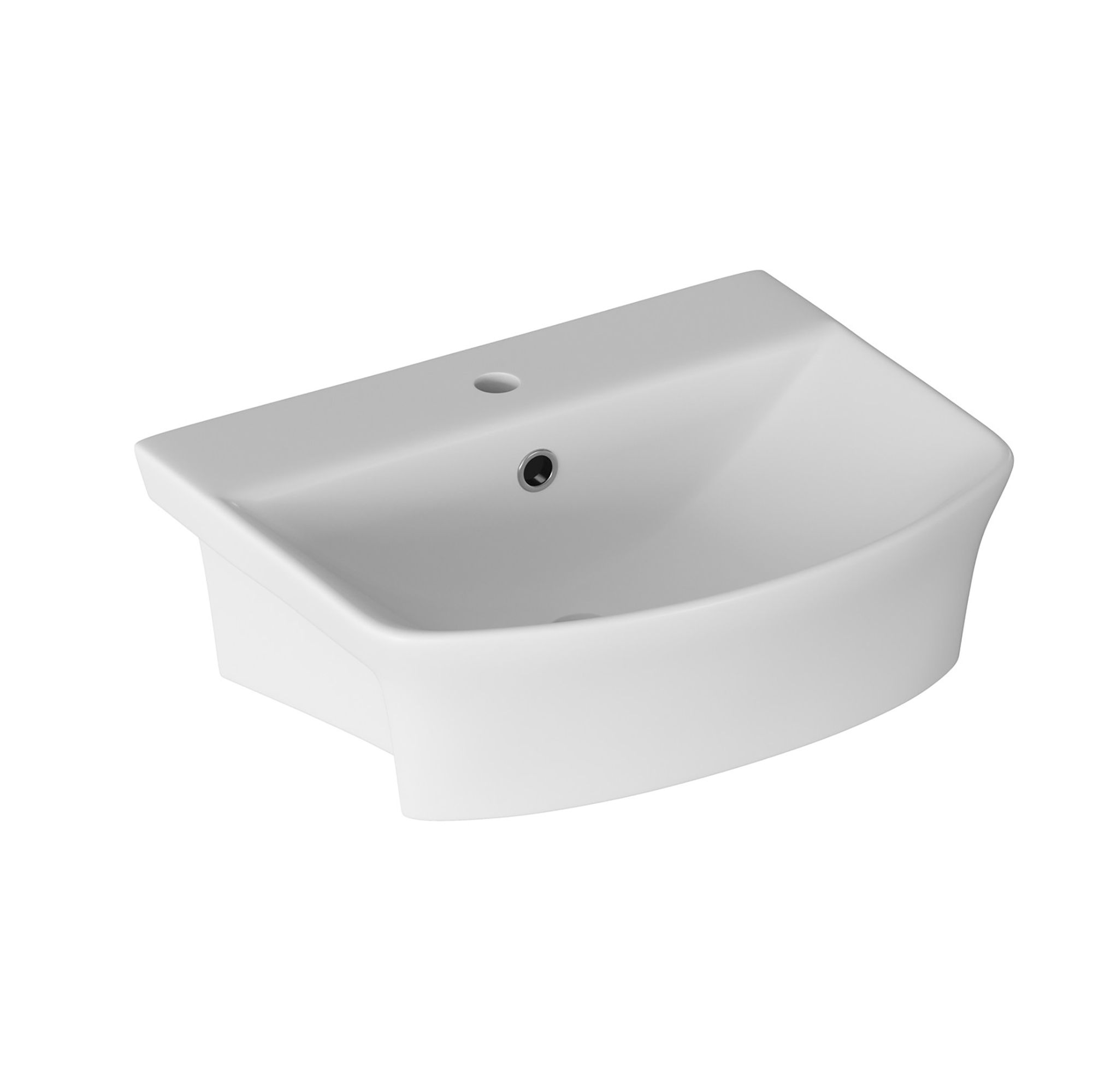 * Fewstone White Rectangular Single Semi-recessed Basin (W)50cm