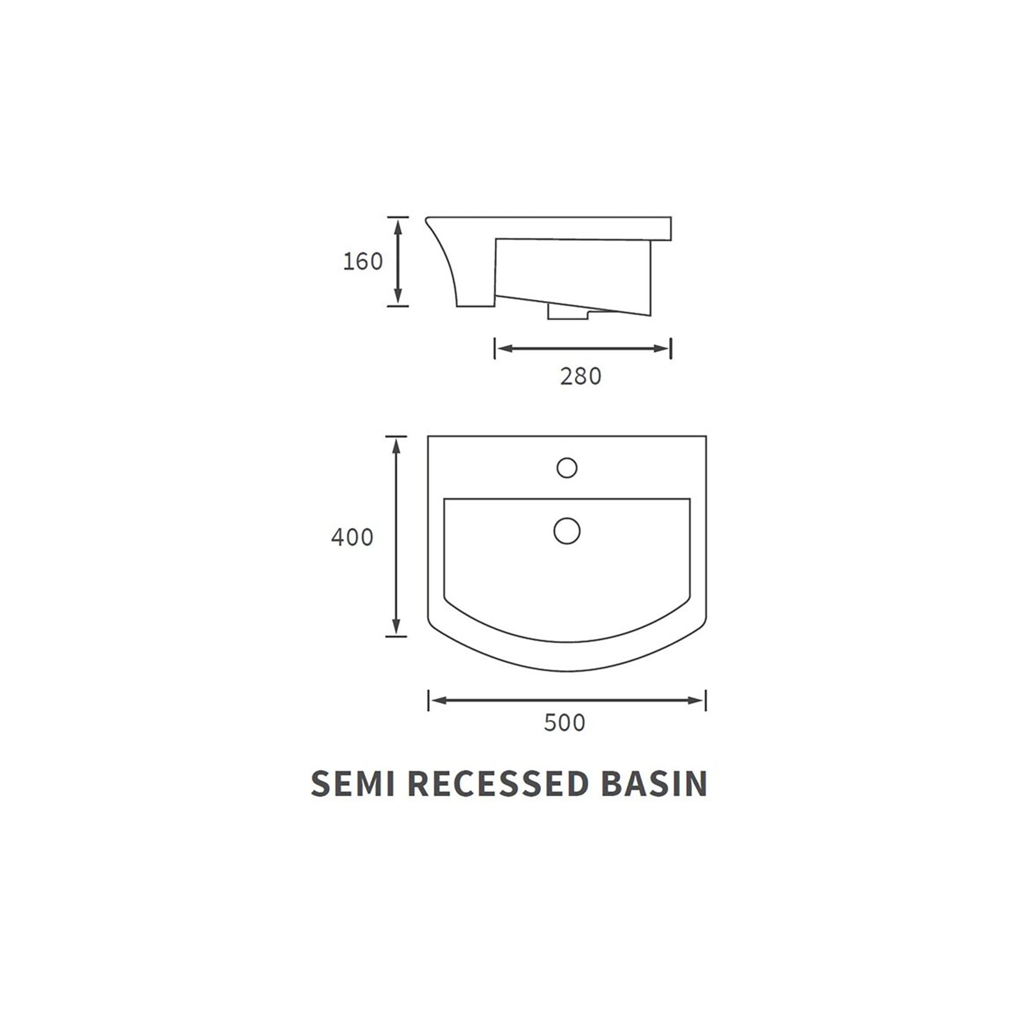 * Fewstone White Rectangular Single Semi-recessed Basin (W)50cm