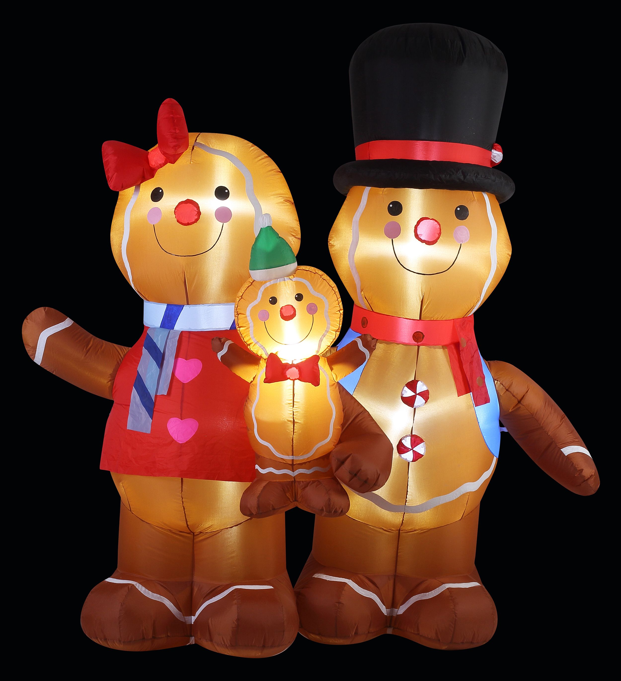 (H)1.82m LED Christmas Gingerbread Family Inflatable