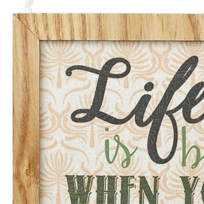 'Life is better when you're smiling' Multicolour Framed plaque (H)19cm x (W)0.9cm
