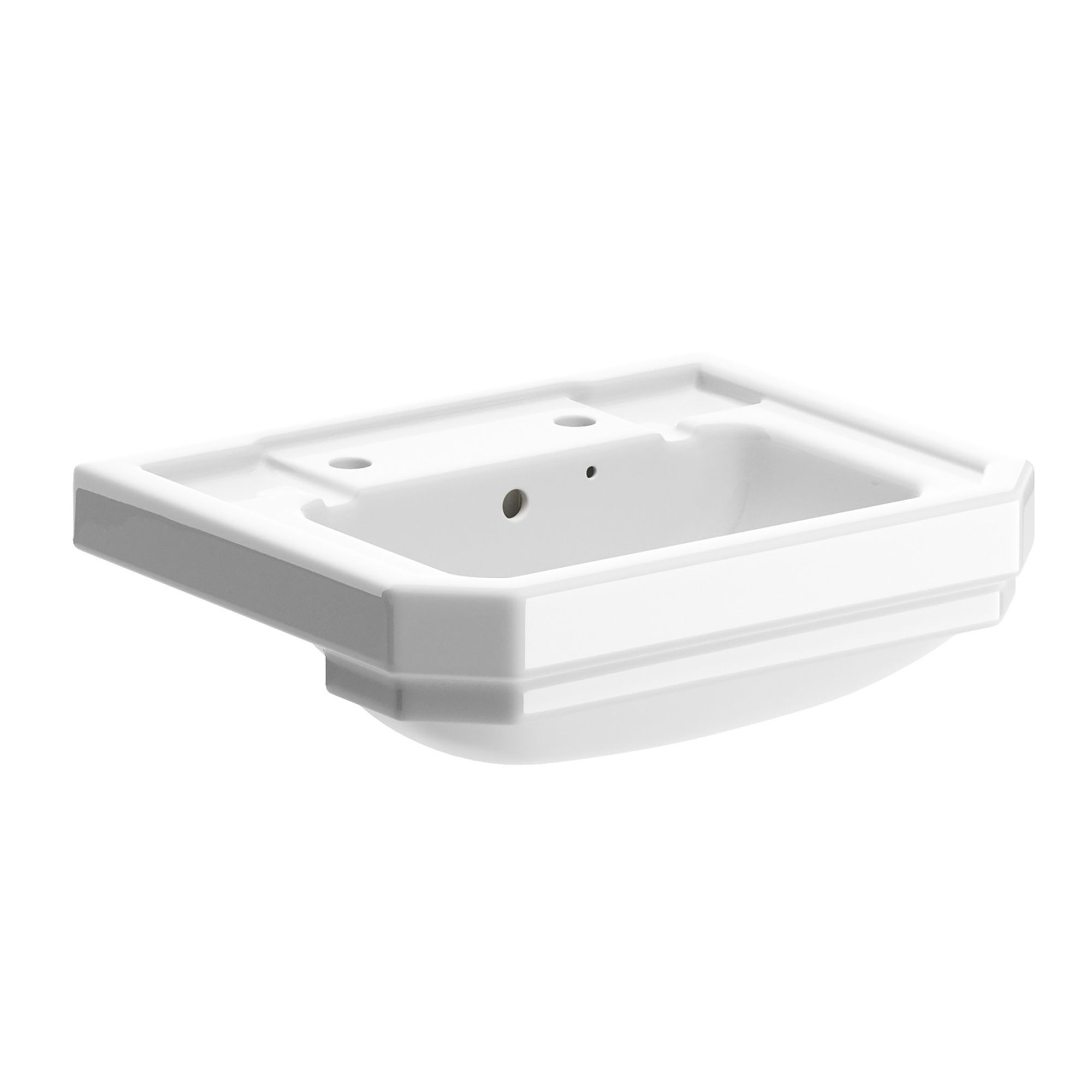 * Somerton Gloss White Rectangular Single Semi-recessed Basin (W)55cm