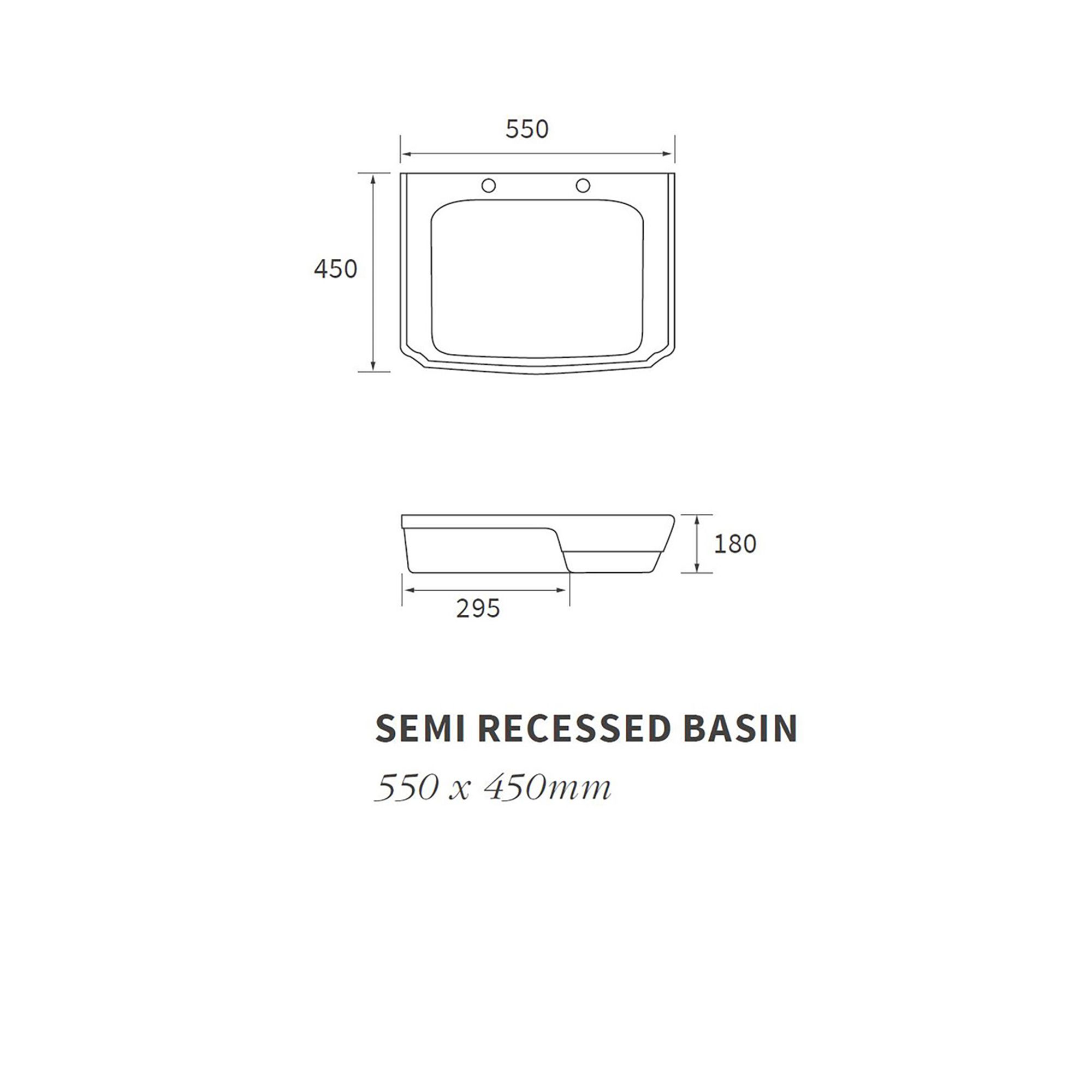 * Somerton Gloss White Rectangular Single Semi-recessed Basin (W)55cm