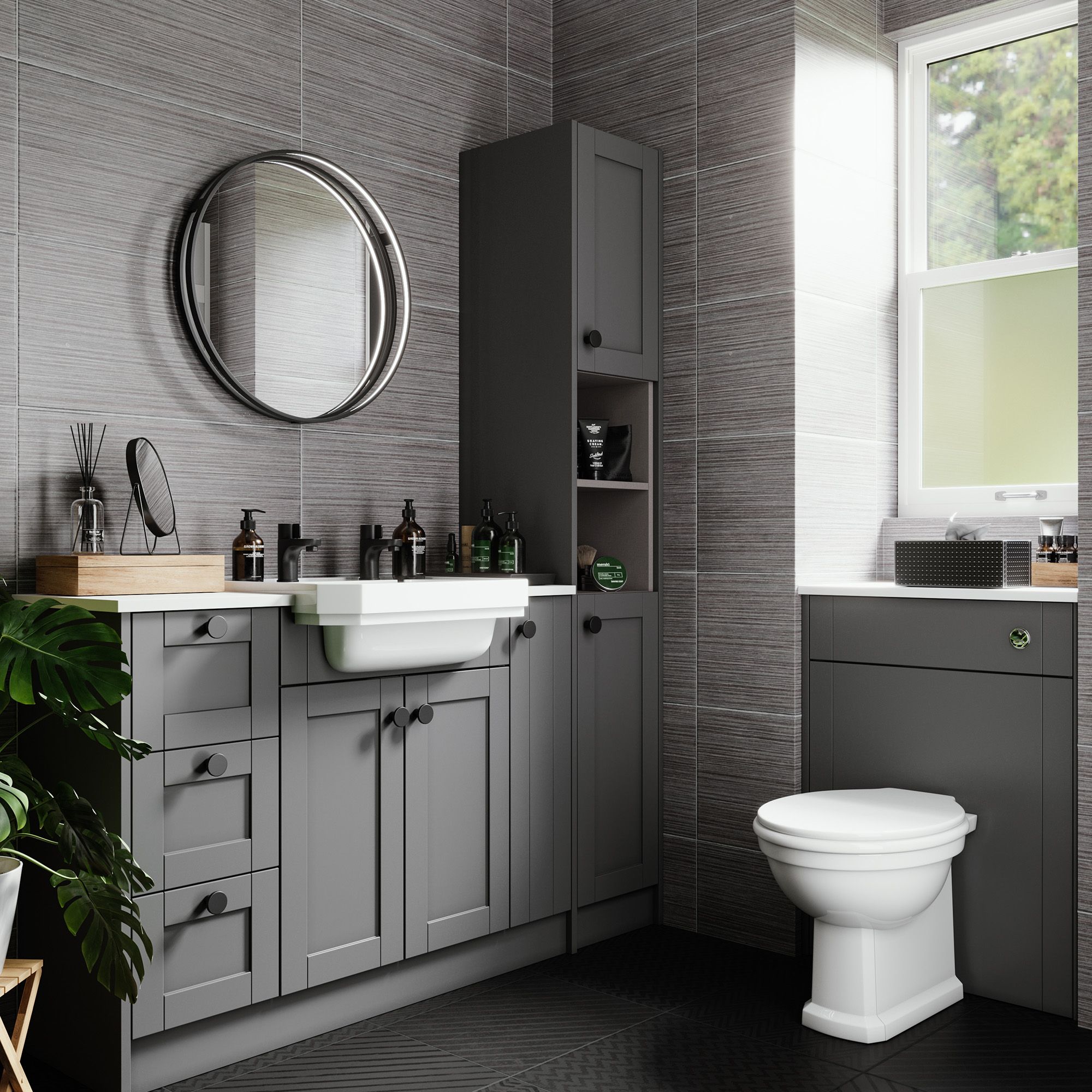 * Somerton Gloss White Rectangular Single Semi-recessed Basin (W)55cm