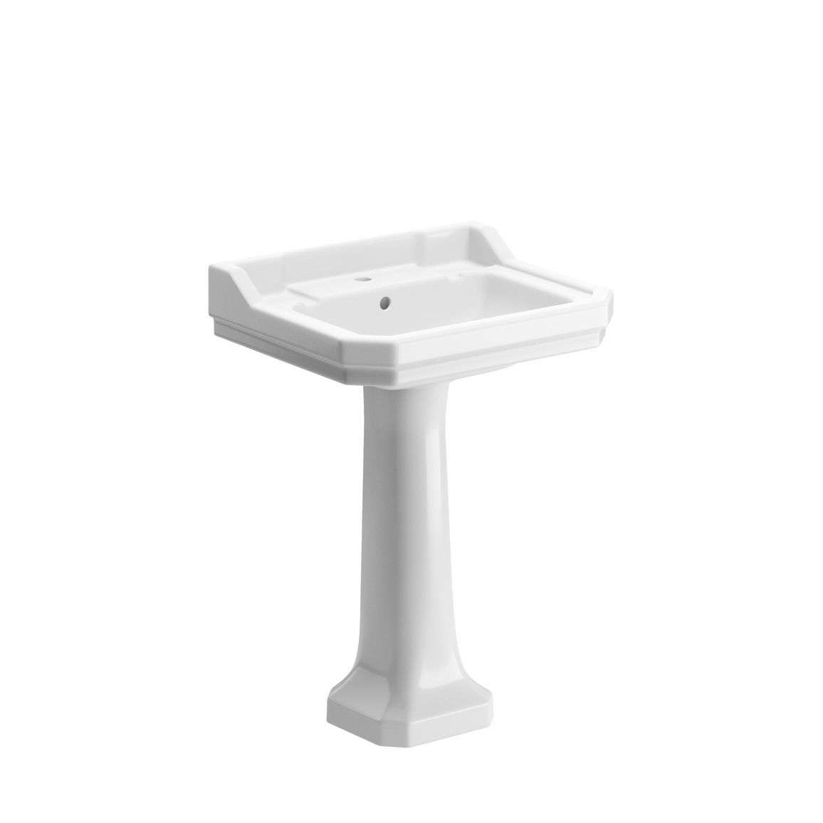 * Somerton Gloss White Square Floor-mounted Full pedestal Basin with 1 Tap Hole (H)88cm (W)60cm