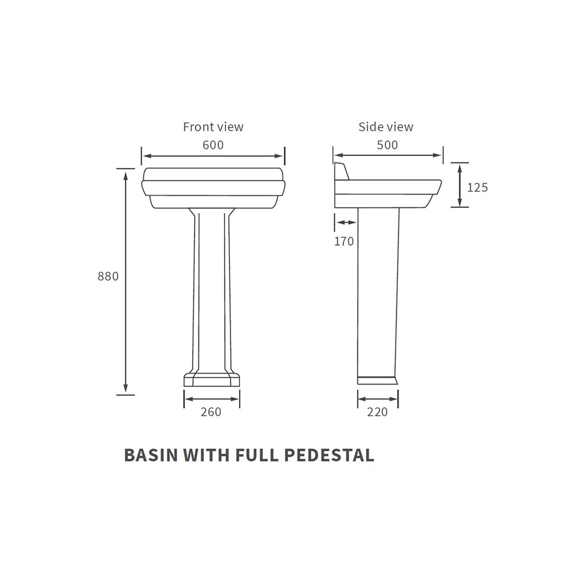 * Somerton Gloss White Square Floor-mounted Full pedestal Basin with 1 Tap Hole (H)88cm (W)60cm