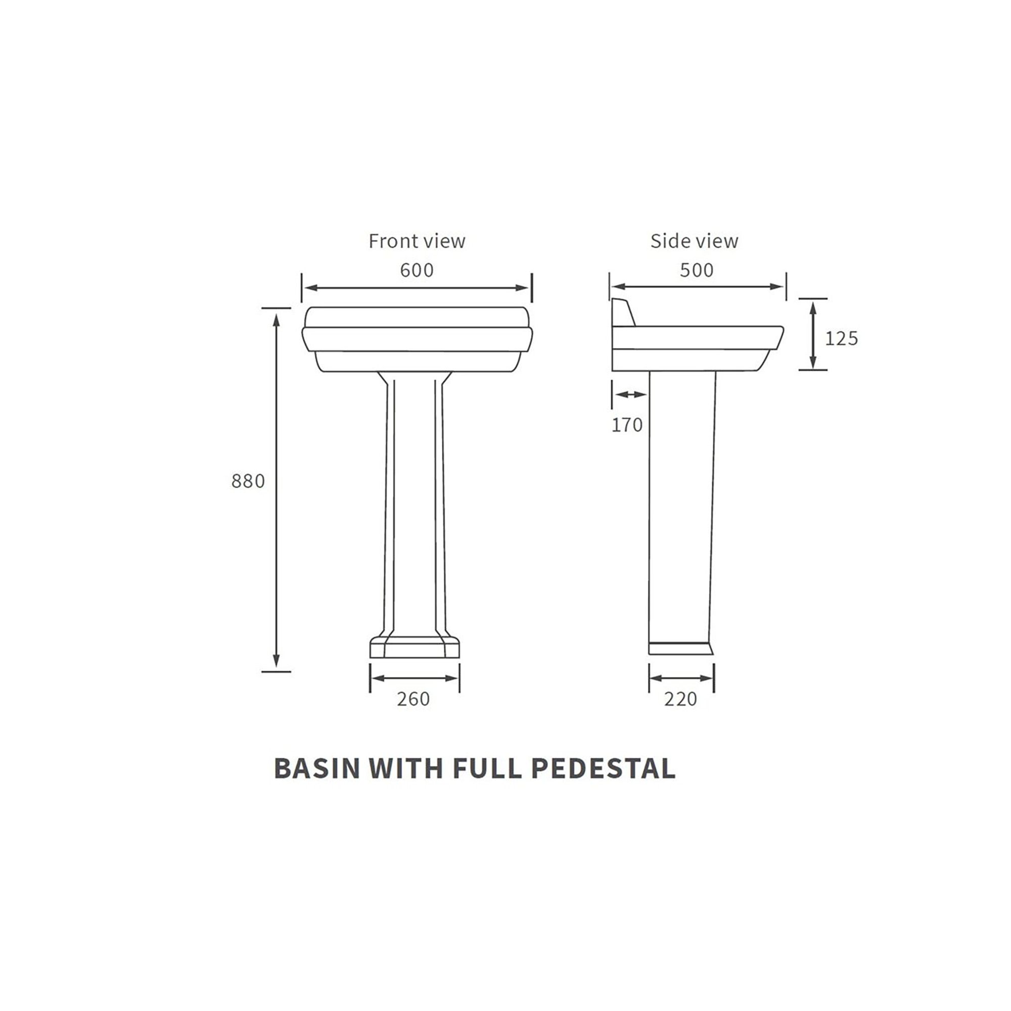 * Somerton Gloss White Square Floor-mounted Full pedestal Basin with 2 Tap Holes (H)88cm (W)60cm
