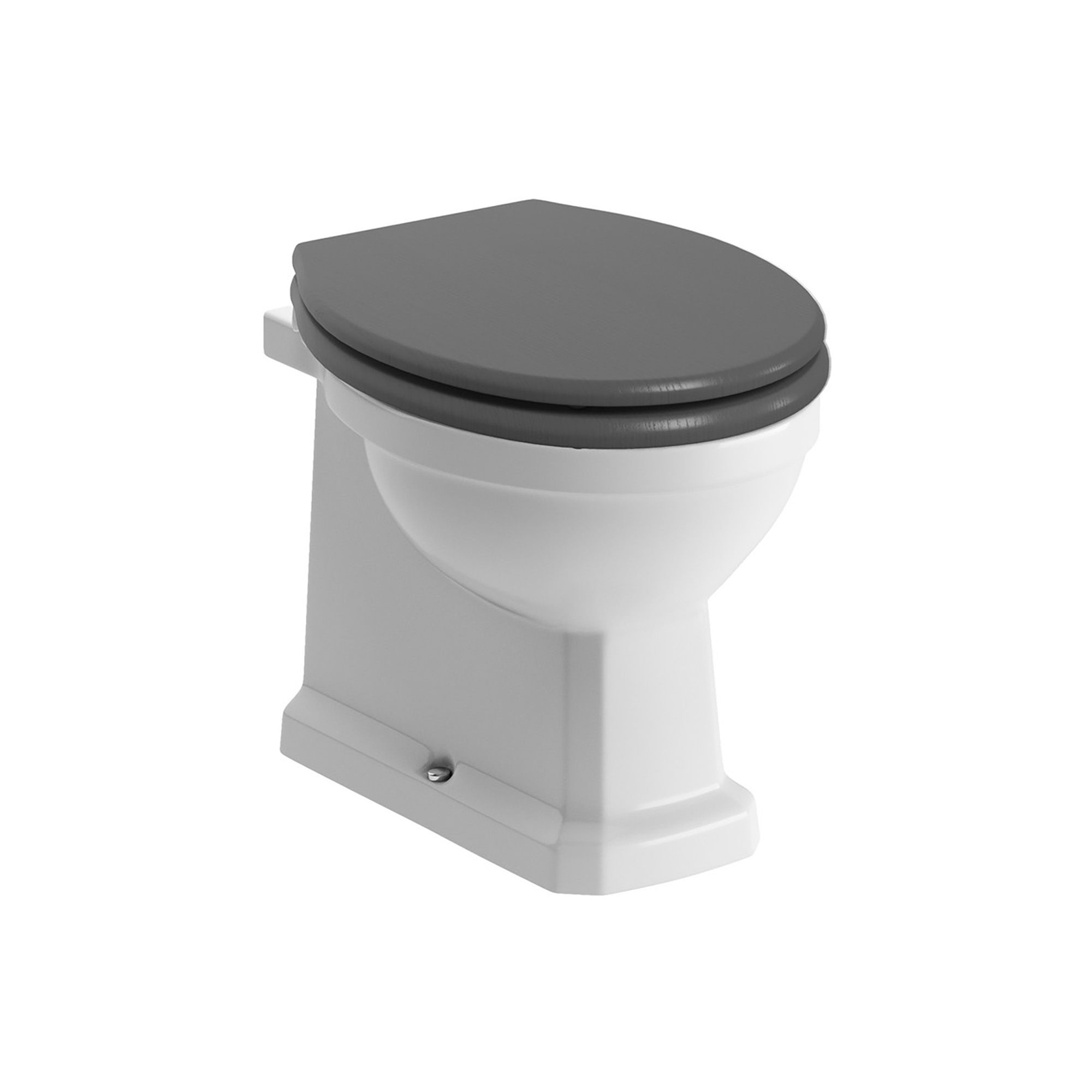 * Somerton White Boxed rim Back to wall Toilet pan with Grey ash Soft close seat