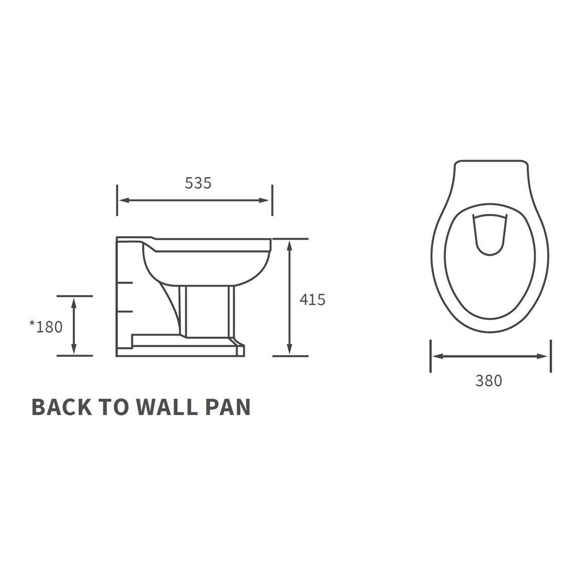 * Somerton White Boxed rim Back to wall Toilet pan with Grey ash Soft close seat