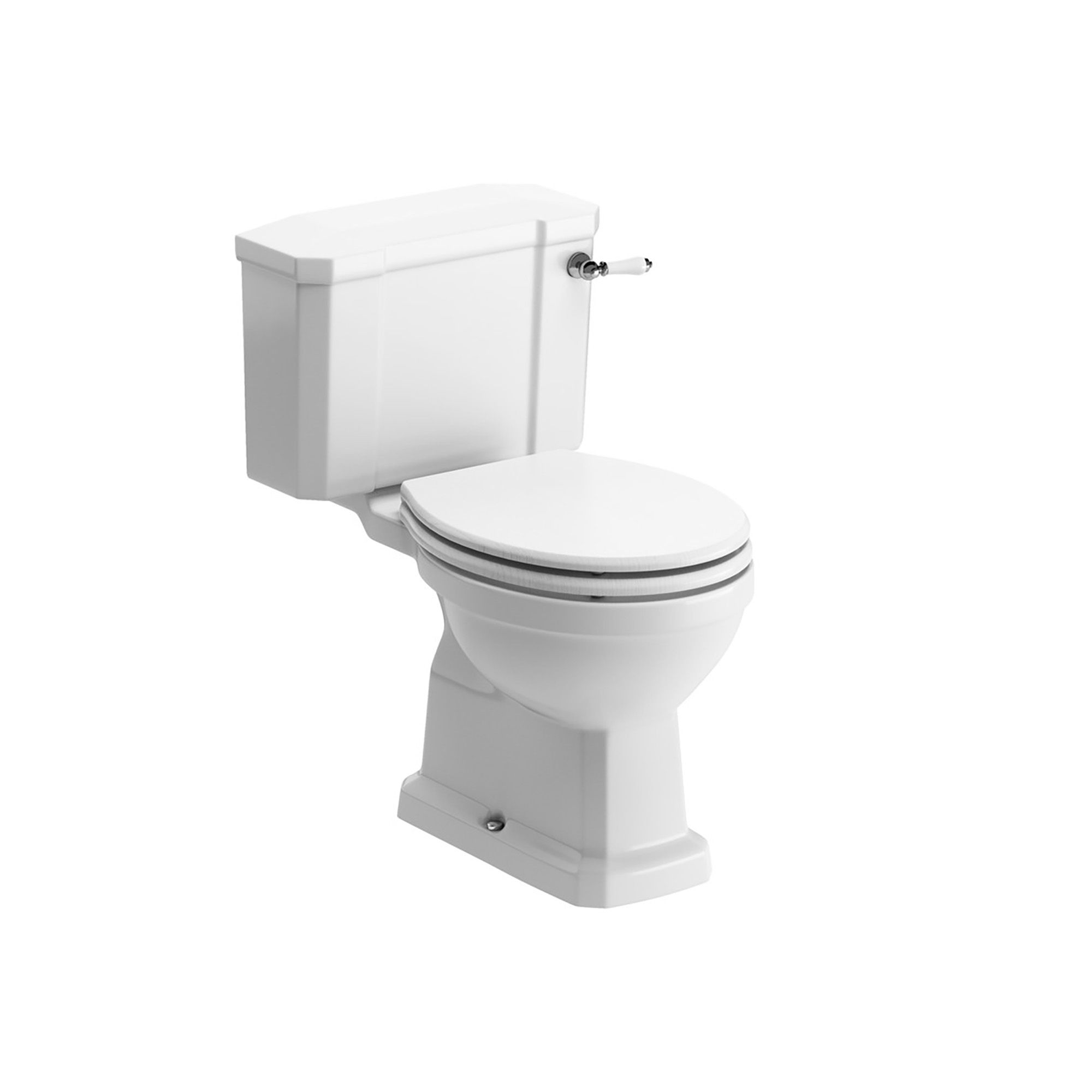 * Somerton White Boxed rim Open back Toilet set with Satin Soft close seat & Close coupled cistern