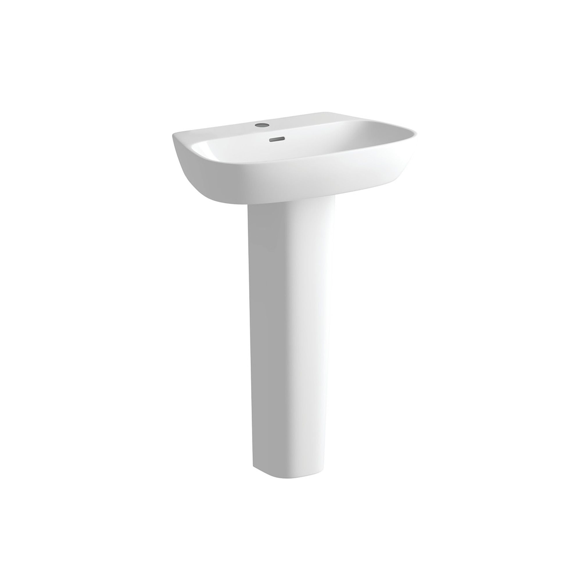 * Standon Gloss White D-shaped Floor-mounted Full pedestal Basin (H)86cm (W)60cm