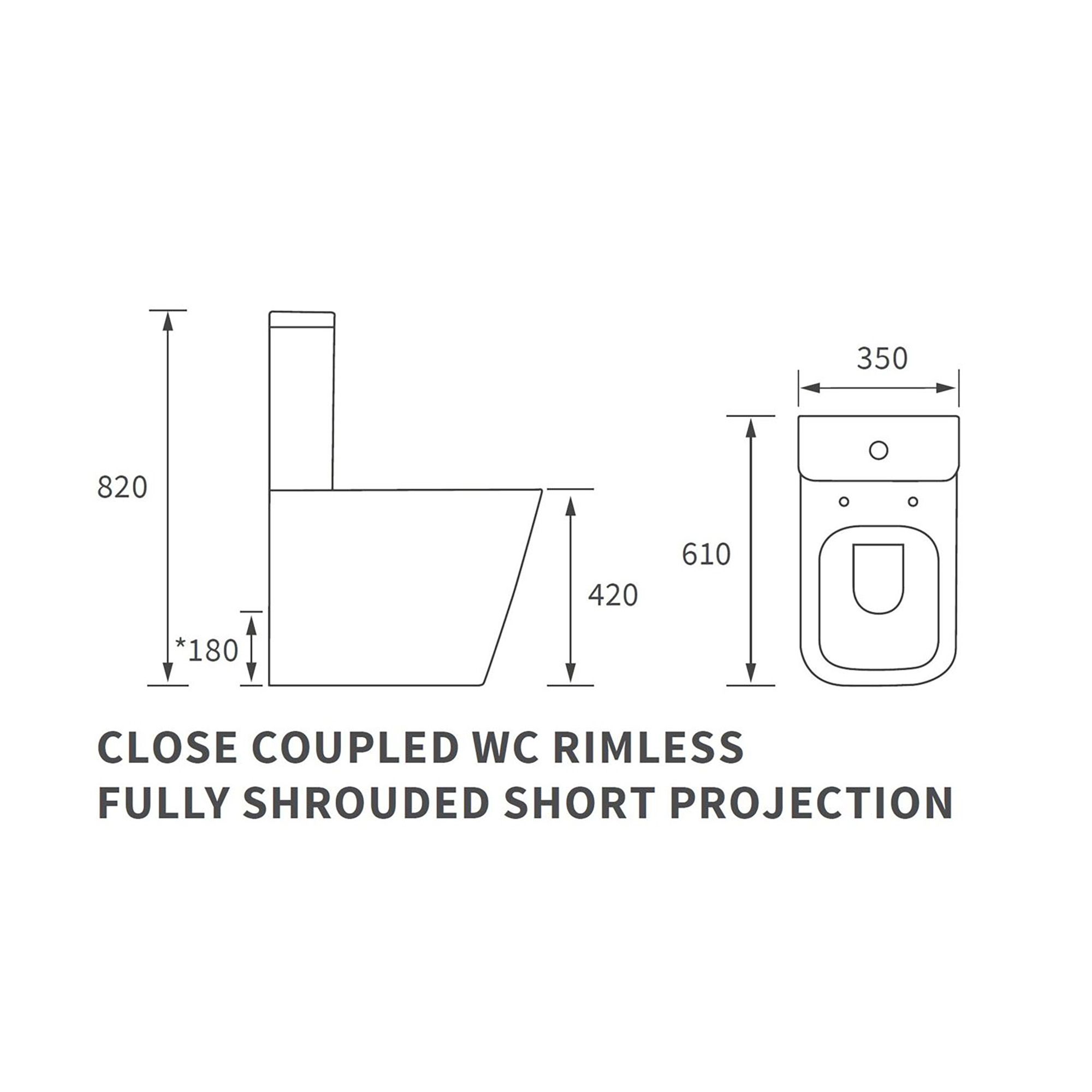 * Standon White Rimless Closed back Toilet set with Soft close seat & Close coupled cistern
