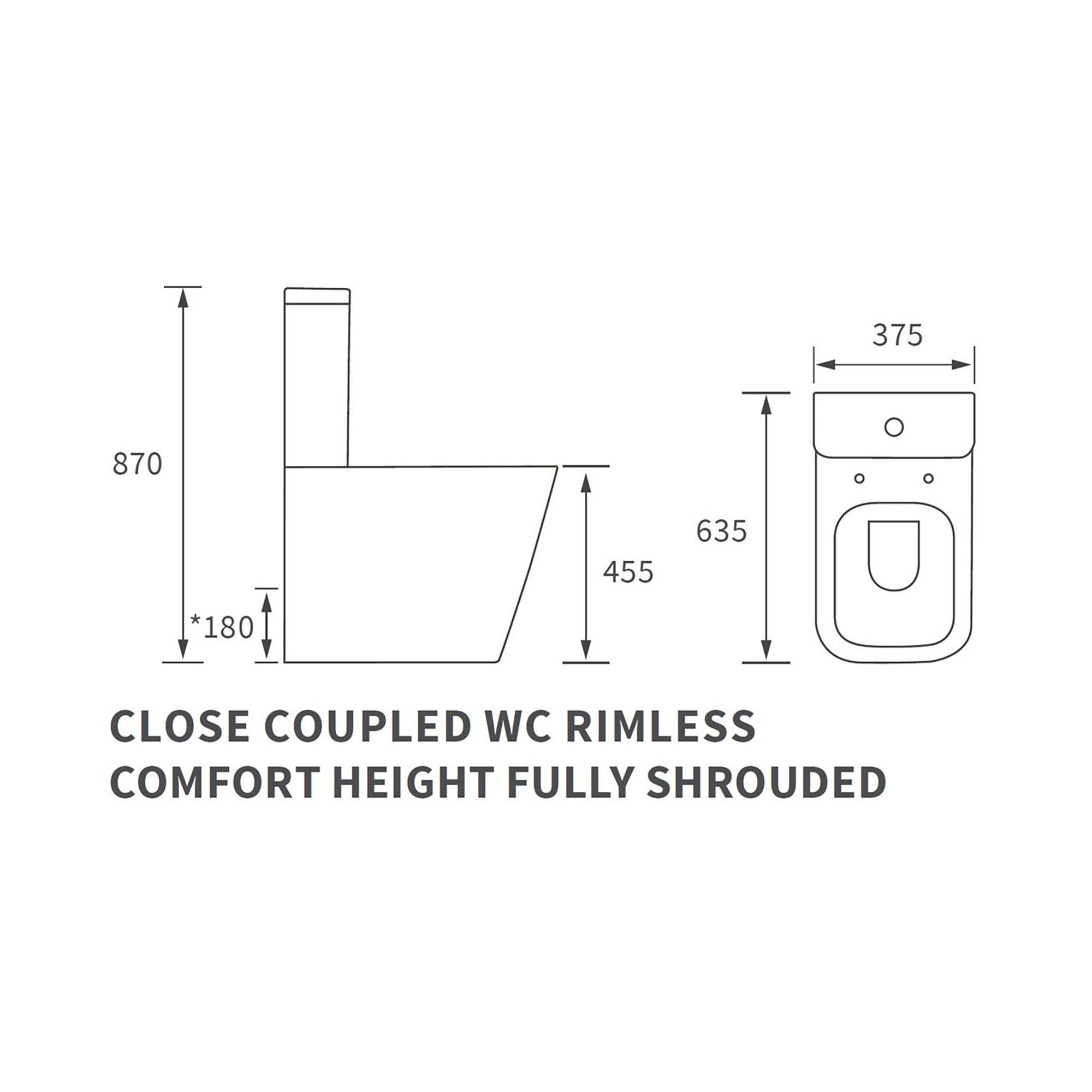 * Standon White Rimless Comfort height Closed back Toilet set with Soft close seat & Close coupled cistern