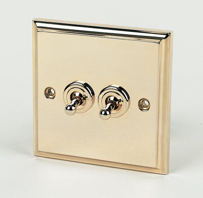 6A 2 Way Brass Effect Double Toggle Switch