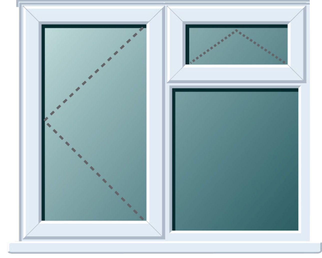 Frame One White Pvcu Lh Side Hung With Top Vent Over Fixed Lite Window (H)970mm (W)905mm
