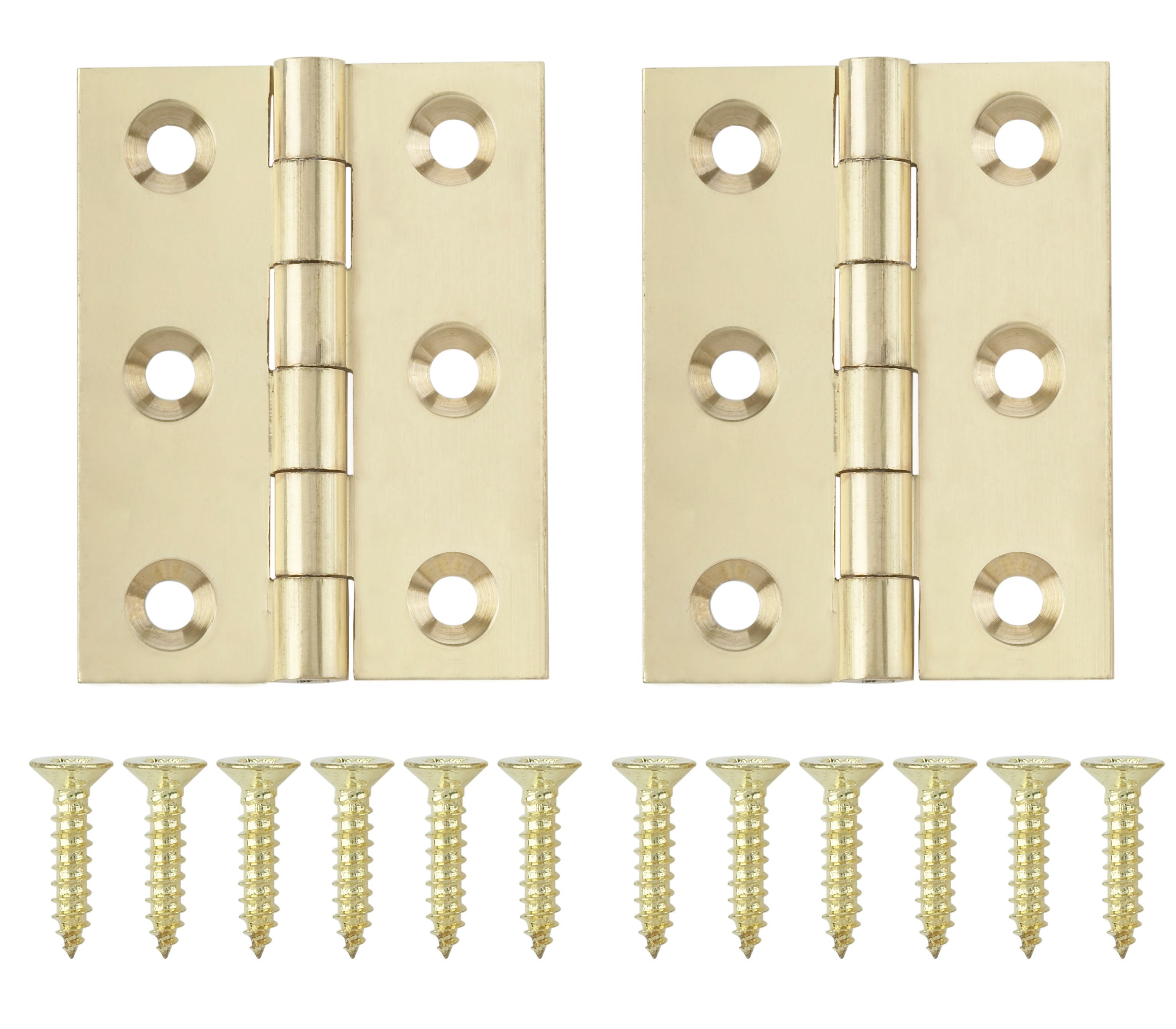 Brass-plated Butt Door hinge (L)50mm, Pack of 2