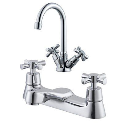 Plumbsure Traditional Chrome Effect Tap Pack, Pack Of