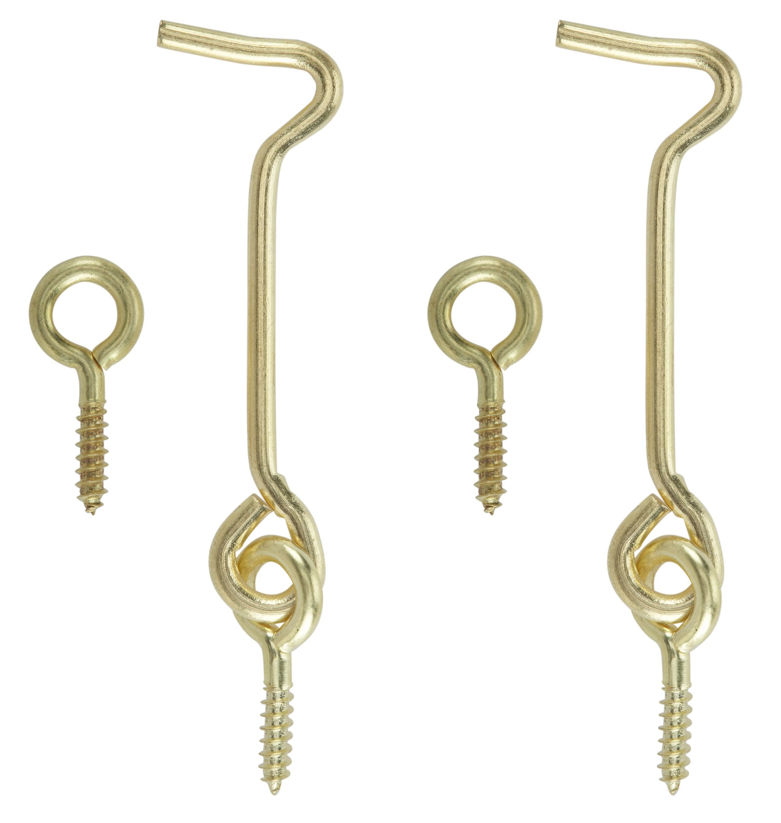 Brass effect Gate hook & eye (L)50mm, Pack of 2