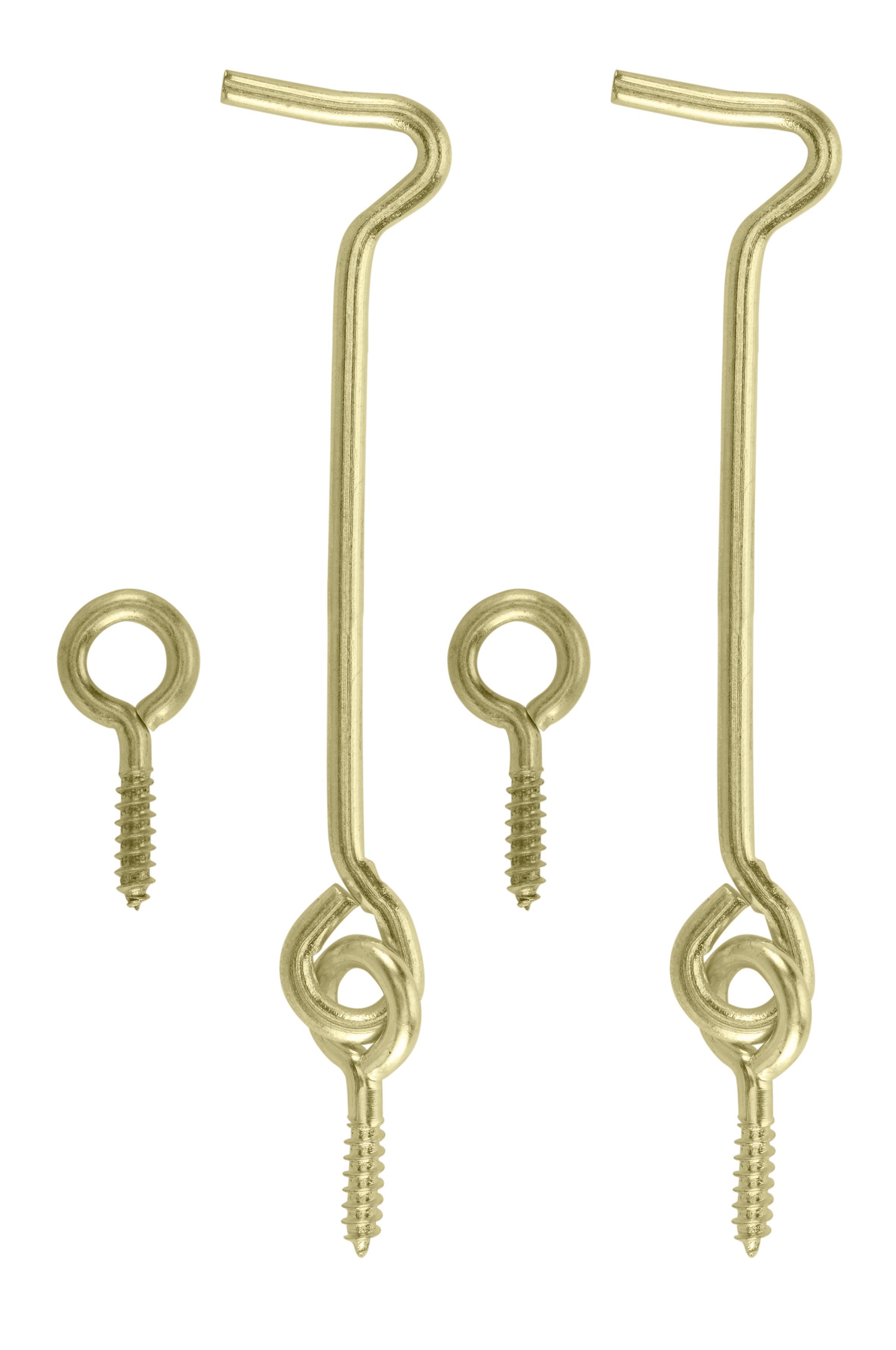 Brass effect Gate hook & eye (L)75mm, Pack of 2