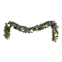 1.83m Gold effect Garland with Pinecones & Baubles
