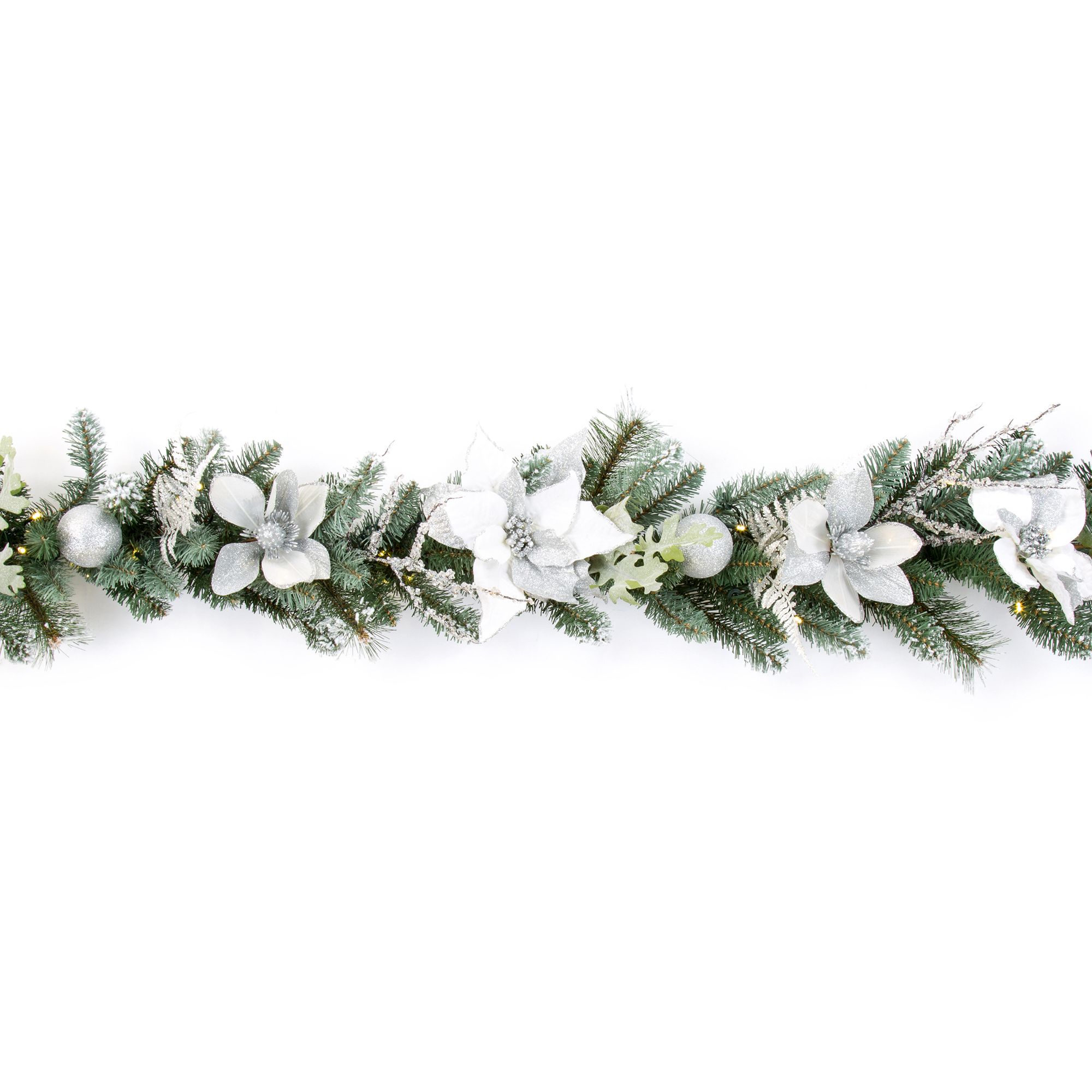 1.8m Nordic nature White & silver Batterypowered Christmas garland
