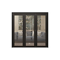 1 Lite Clear Fully glazed Contemporary Black Pine Bi-fold Internal Door & frame set, (H)2060mm (W)1914mm