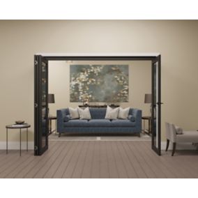 1 Lite Clear Fully glazed Contemporary Black Pine Sliding Internal Door & frame set, (H)2060mm (W)2831mm