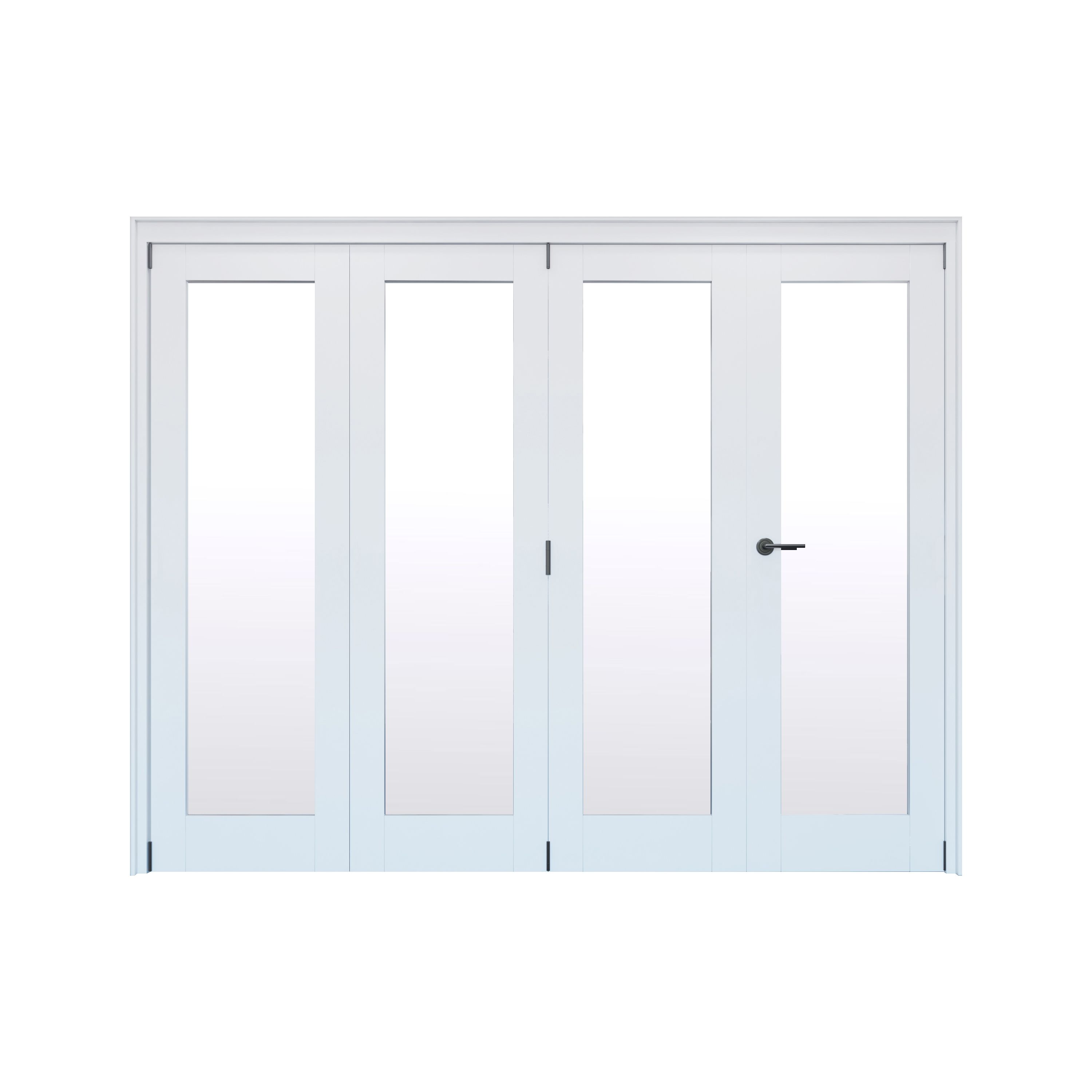 1 Lite Clear Glazed Pre-painted White Softwood Internal Bi-fold Door set, (H)2060mm (W)2821mm
