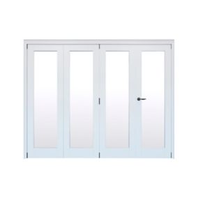 1 Lite Clear Glazed Pre-painted White Softwood Internal Bi-fold Door set, (H)2060mm (W)2821mm