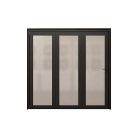1 Lite Frosted Glazed Black Pine Internal Bi-fold Door set, (H)2060mm (W)1914mm