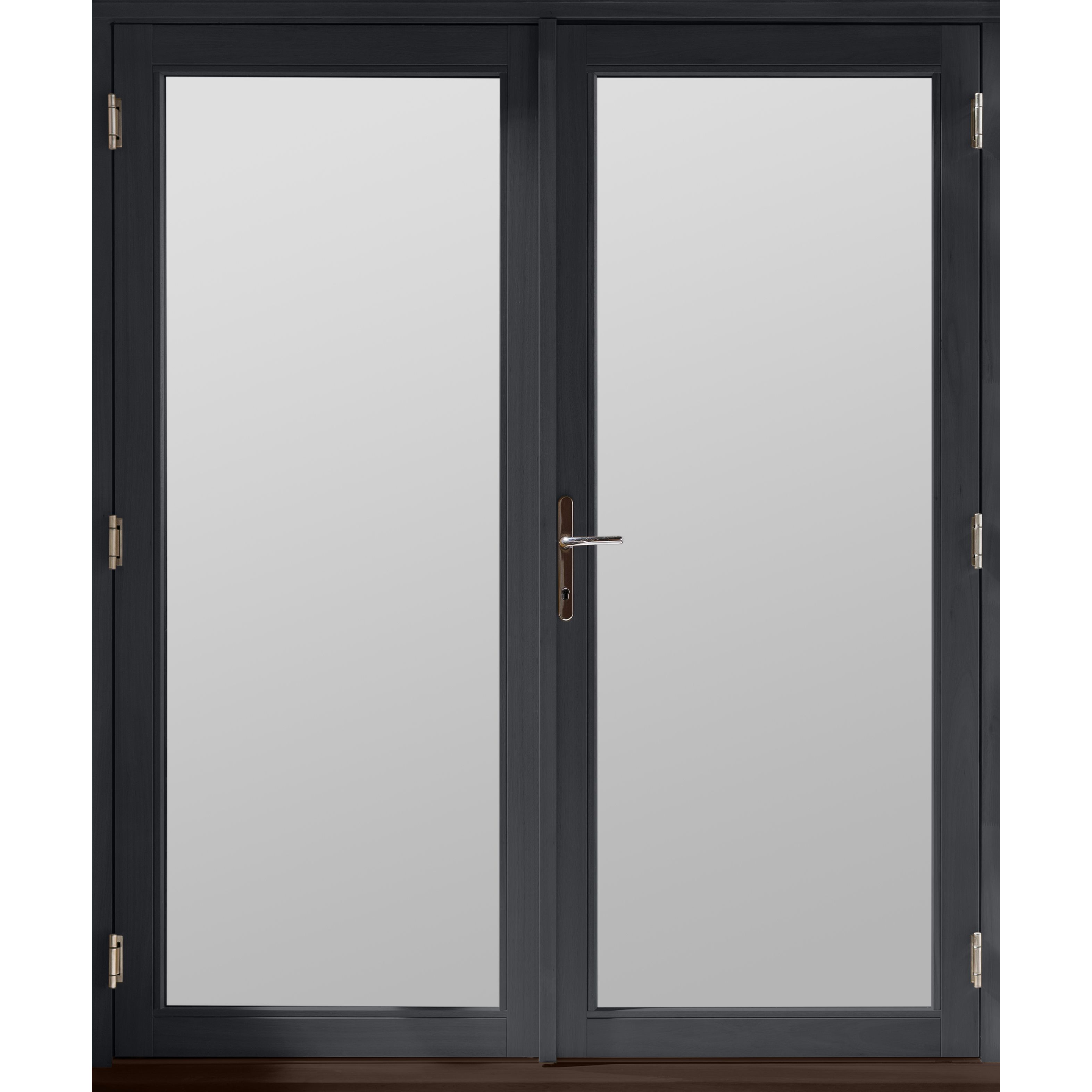1 Lite Glazed Grey Hardwood External French Door set, (H)2094mm (W