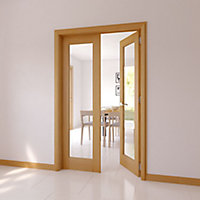 1 Lite Glazed Oak veneer Internal Door set