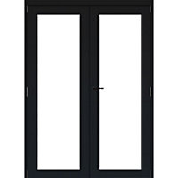 1 panel 1 Lite Clear Fully glazed Timber Black Internal French door set 2017mm x 133mm x 1293mm