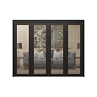 1 panel 1 Lite Clear Glazed Shaker Black Pine Internal Folding Door set, (H)2060mm (W)2527mm