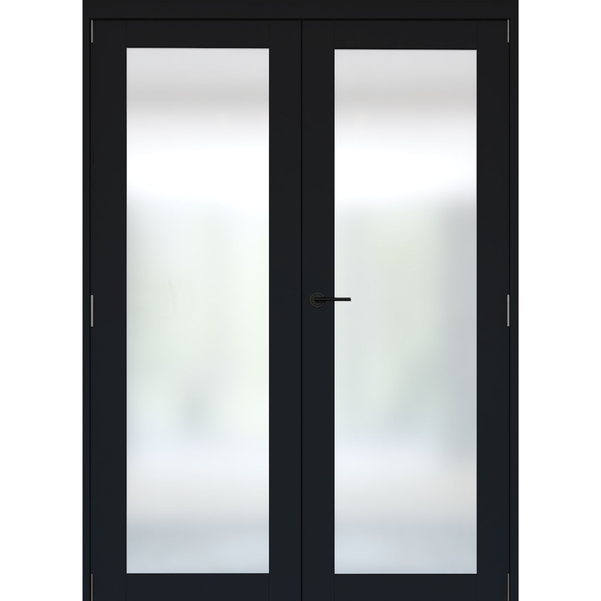 1 panel 1 Lite Frosted Fully glazed Timber Black Internal French door set 2017mm x 133mm x 1293mm - Fully Finished