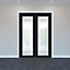 1 panel 1 Lite Frosted Fully glazed Timber Black Internal French door set 2017mm x 133mm x 1445mm