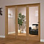 1 panel Clear Glazed Shaker Timber Oak veneer Internal Folding Door set, (H)2035mm (W)1918mm