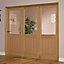 1 panel Clear Glazed Timber Oak veneer Internal Folding Door set, (H)2035mm (W)2374mm