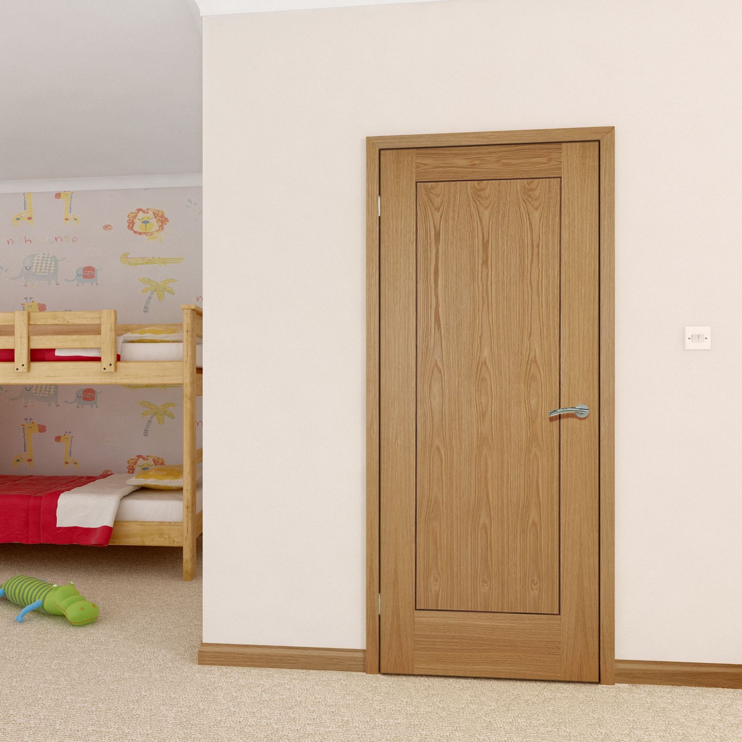 1 panel Flush Oak veneer Internal Door, (H)1981mm (W)686mm (T)35mm