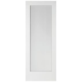 1 panel Frosted Glazed Shaker Primed White LH & RH Internal Door, (H)1981mm (W)686mm