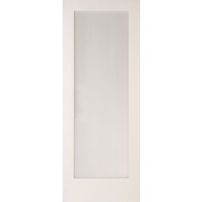 1 panel Frosted Glazed Shaker Primed White LH & RH Internal Door, (H)1981mm (W)838mm