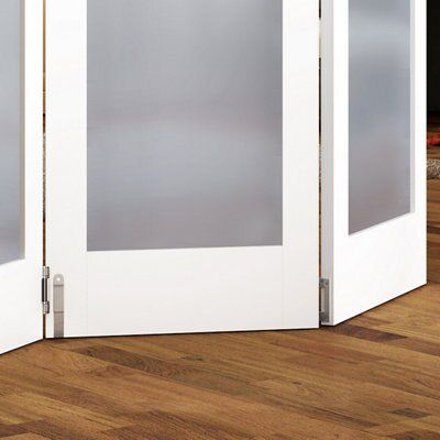 1 panel Obscure Glazed Shaker White MDF Internal Folding Door set, (H)1981mm (W)1830mm