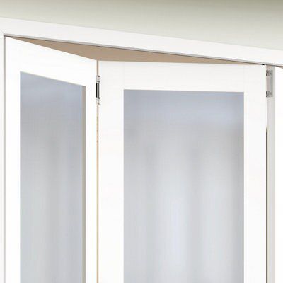 1 panel Obscure Glazed Shaker White MDF Internal Folding Door set, (H)1981mm (W)1830mm