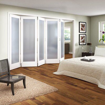1 panel Obscure Glazed Shaker White MDF Internal Folding Door set, (H)1981mm (W)3050mm