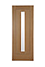 1 panel Patterned Glazed Flush Internal Door, (H)1981mm (W)686mm (T)35mm